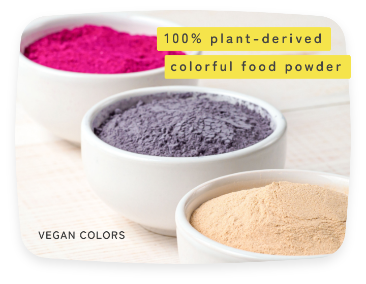 100% plant-derived colorful food powder